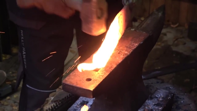 Knife making full steel handle damascus knife