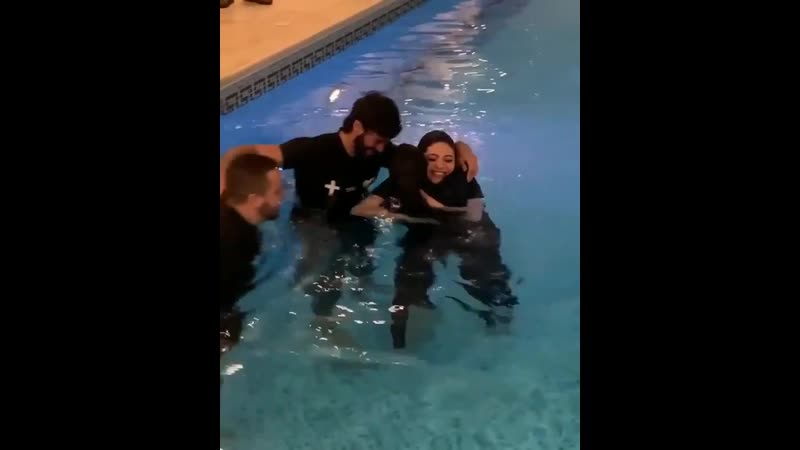 Freds wife monique getting baptized by alisson becker and wife