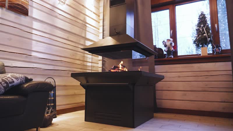 Инсталляция островного камина каминити