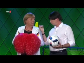 Angela merkel bereitet sich mit jogi löw auf die fussball em vor