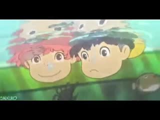 Ponyo on the cliff by the sea vine