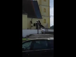 Moslem brutally invaded jesus cross in st marein near graz austria