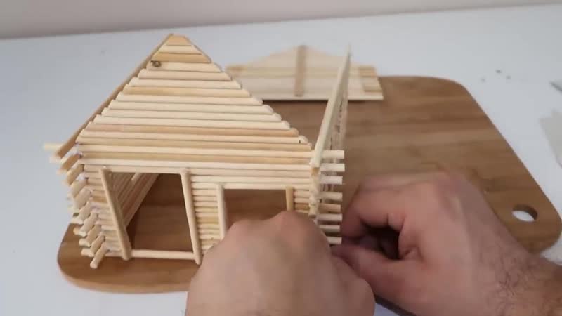 Ahşap çubuklardan mini dağ evi yapımı diy mini log cabin