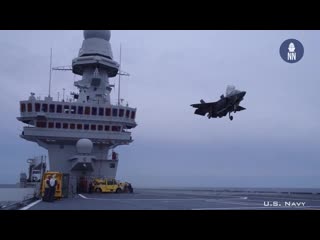 F 35b aboard italian navy aircraft carrier its cavour for the first time