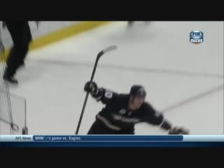 Corey perry dekes and scores an amazing goal from his knees