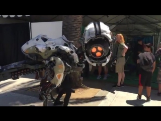 Robosaur and aloy cosplay from horizon zero dawn by guerrilla games on e3 2017