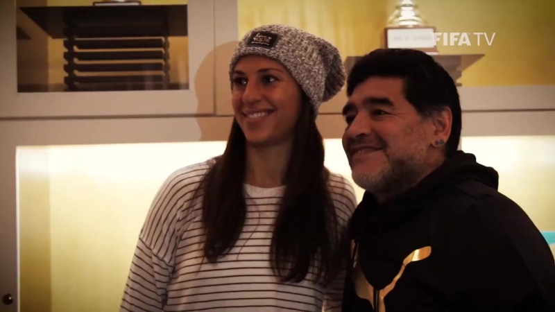 Today, carli lloyd of u s soccer &amp; houston dash met one of her heroes muchas gracias diego maradona