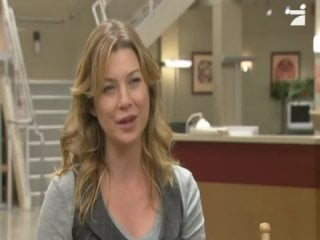 Patrick dempsey kissing ellen pompeo on the cheek during interview grey's anatomy