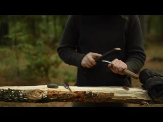 3 days solo bushcraft stove, canvas lavvu, table and spoon making