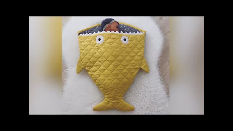 Cute babynest shark sleeping bag sewing video şirin köpekbalığı bebek uyku tul