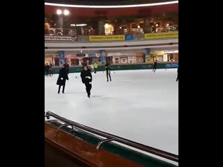 Going iceskating after coming back from a concert in japan