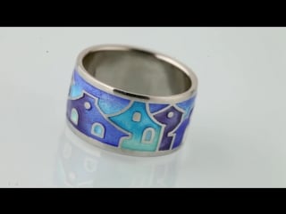 Кольцо итальянские домики с эмалью