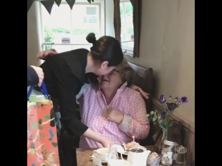 A customer's heartwarming reaction to a free cake for her birthday