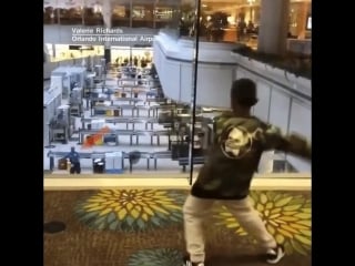 A 7 year old boy loves to dance, and his moves were contagious enough to get a tsa agent to join in at the orlando international