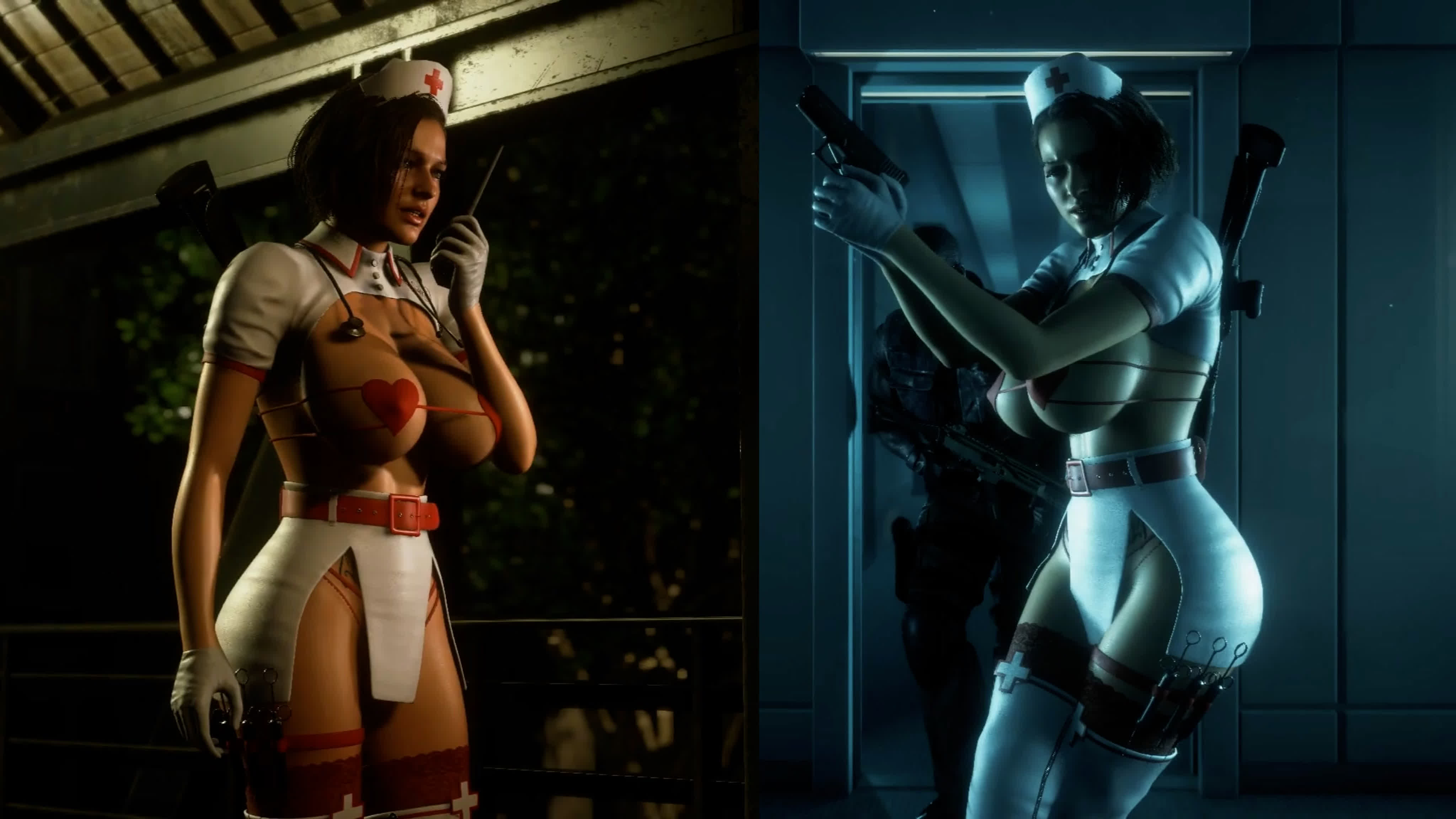 Джилл валентайн эротический костюм медсестры resident evil mods village  jill valentine sexy nurse outfit мод секси белье игра