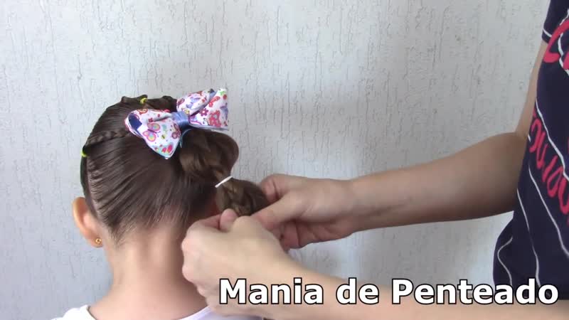Penteado infantil com ligas, tranças e amarração little girl hairstyle
