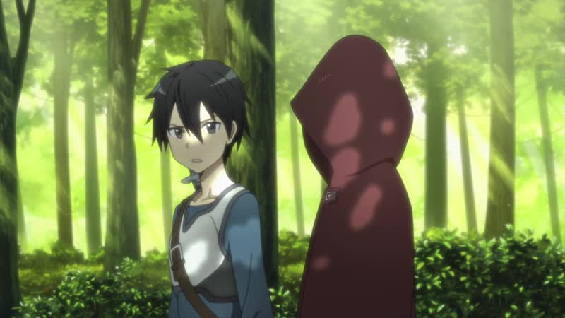 Кирито и асуна обсуждают стратегию перед боссом / kirito and asuna discuss strategy sword art online