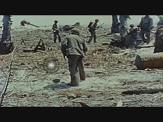 Battlefield scenes of us marines combating japanese forces on eniwetok island stock footage