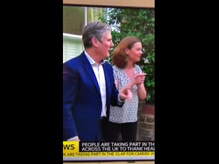 Awkward !! keir starmer asks if they're finished filming as he's caught pretending to participate in the clap for the nhs