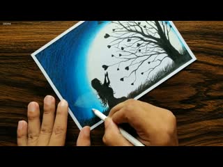 Fairy dream scenery drawing with oil pastels step by step