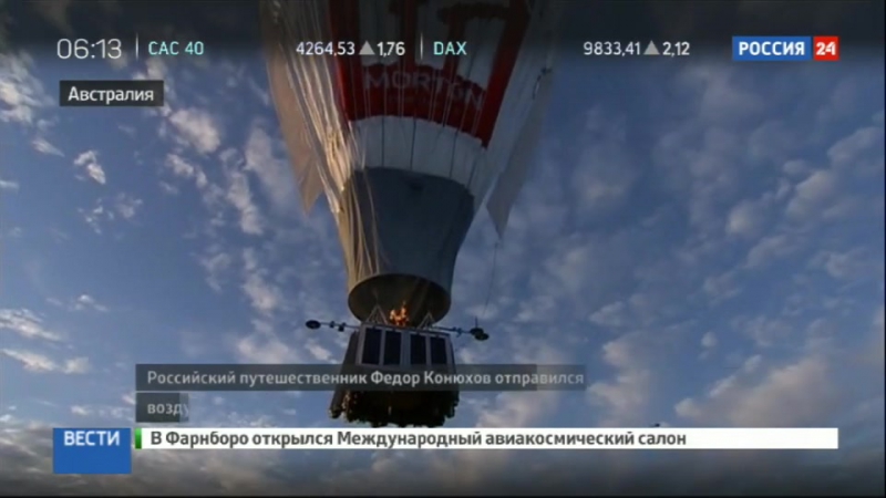 Федор конюхов отправился в воздушную кругосветку