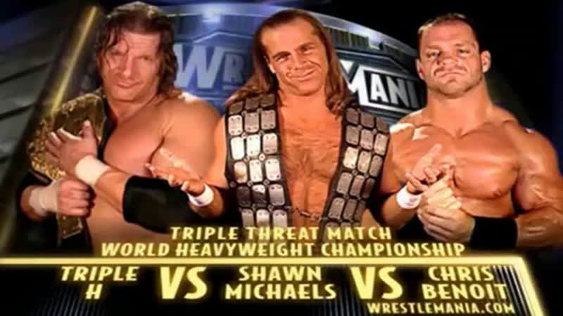 Triple h vs shawn michaels vs chris benoit