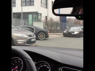 Two pre production test bugatti chirons arriving back in wolfsburg