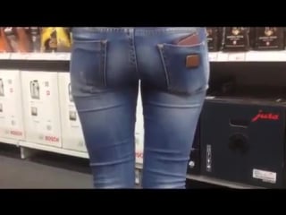 Girl with sexy jeans butt
