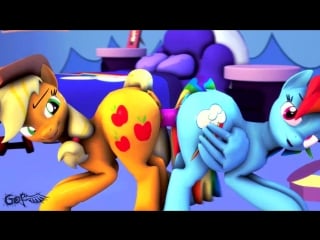 1623872 explicit artist colon godoffury applejack rainbow+dash 3d ahegao animated anus applebutt appledash ass+to+ass bed bedro