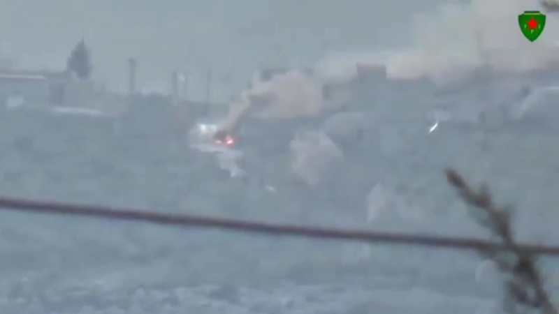 Сирия 26 02 2018 поражение минивэна и позиции протурецких боевиков,район кантона африн