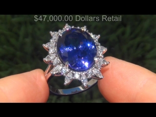 Gia certified estate vvs natural d block tanzanite diamond 14k white gold vintage ring a131632