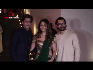 Shahrukh khan with wife gauri khan at aamir khan's diwali party 2017