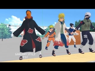 (mmd) naruto minato tobi kakashi sakura sasuke gangnam style（강남 스타일）