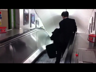 Original drunk japanese businessman escalator fail