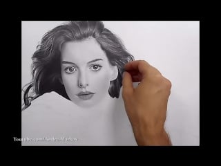 #портрет энн #хэтэуэй карандашом (anne hathaway portrait drawing video)