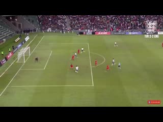 Reiss nelson’s goal to make it 3 2 to the england u21s against turkey afc