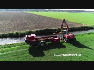 Ditch cleaning collecting vegetation atlas mobile crane + vicon slootvuilpers gebr tolenaars