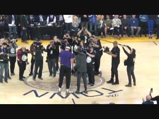 Andre iguodala presents javale mcgee his 2018 championship ring