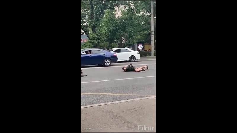 An electric scooter user punches the bus driver for allegedly almost hitting him then gets hit by a car for real he is well an