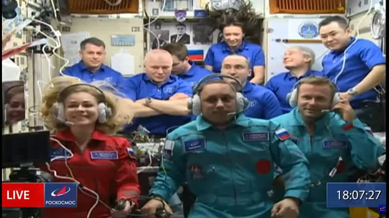 Юлия пересильд в космосе! 🚀 переход экипажа "вызов" на мкс 💥💥💥 пресс конференция