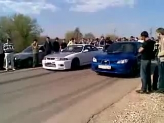 Subaru impreza wrx sti vs nisan skyline gt r аяаяаяй как откормил ссиииллааа сука