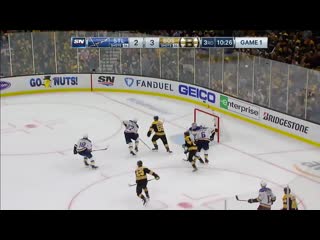 Angry torey krug throws big body check on robert thomas mp4