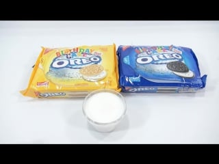 Oreo birthday cake chocolate vanilla cookie sandwiches with silk coconut milk