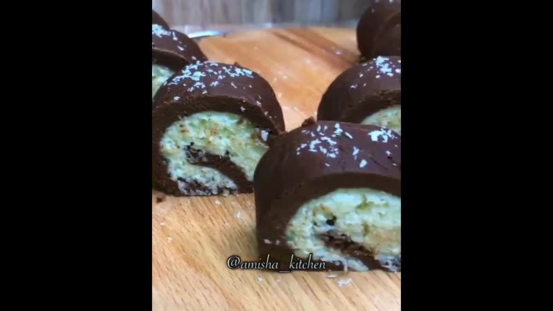 🥥🍫кокосово шоколадный рулет🥥🍫