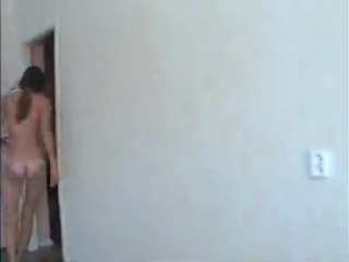 A young brunette with a toned body is fucked in missionary position [amateur]