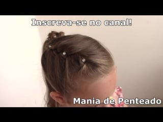 Penteado infantil com trança embutida lateral e rabo de cavalo