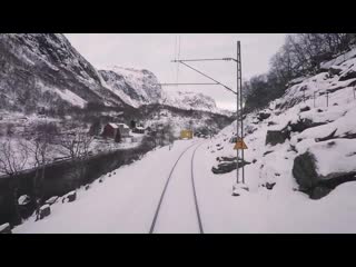 Train drivers view winter wonderland from myrdal to flam