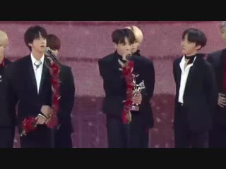 Someone yelled jungkook you’re so handsome from the crowd and he paused in his speech to s