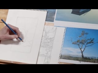 Lynda artist at work developing a composition 002 choosing a thumbnail to develop