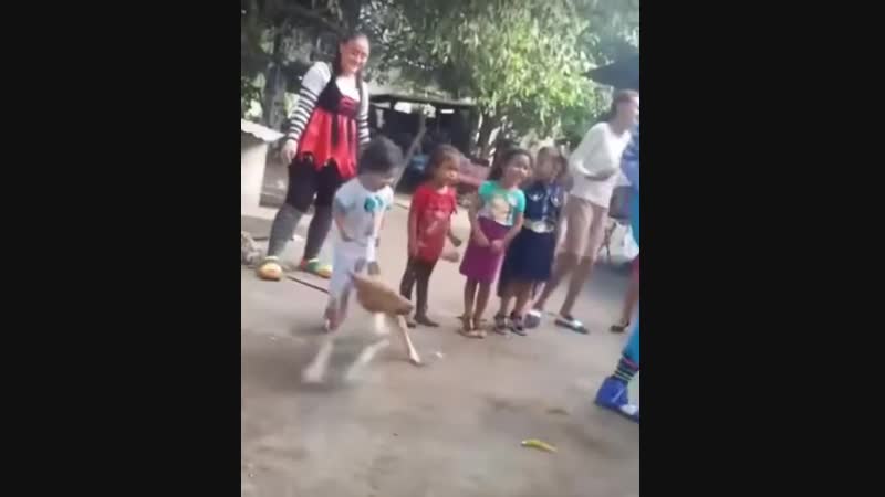 Молодые внесла элемент неожиданности в выступление клоуна